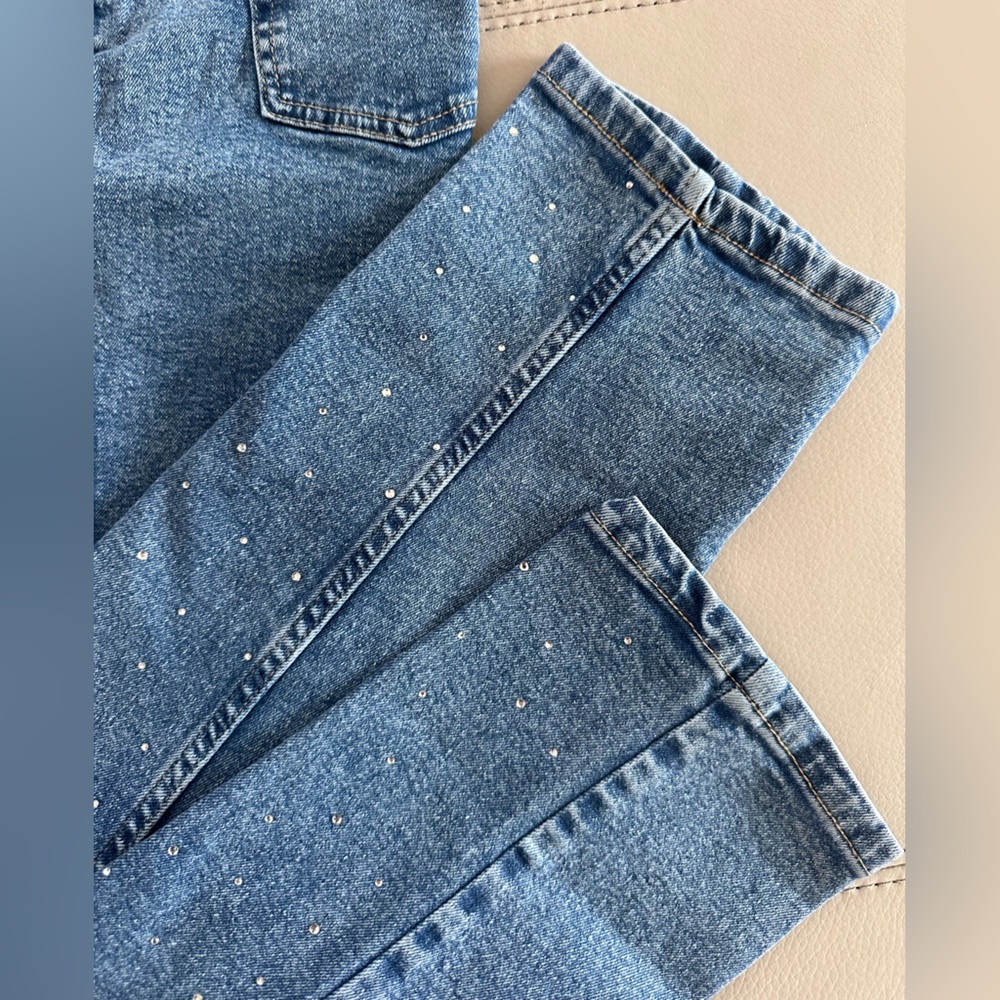 George Women's Blue Straight Leg Jeans with Stud Accents